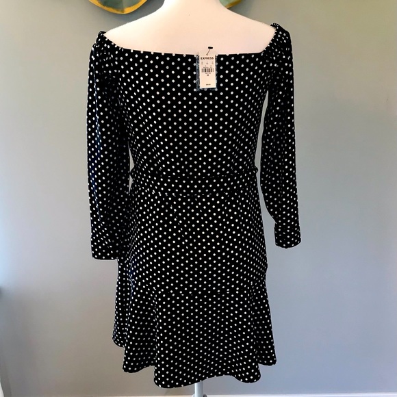 Express Off the Shoulder Polkadot Dress NWT - Picture 2 of 3